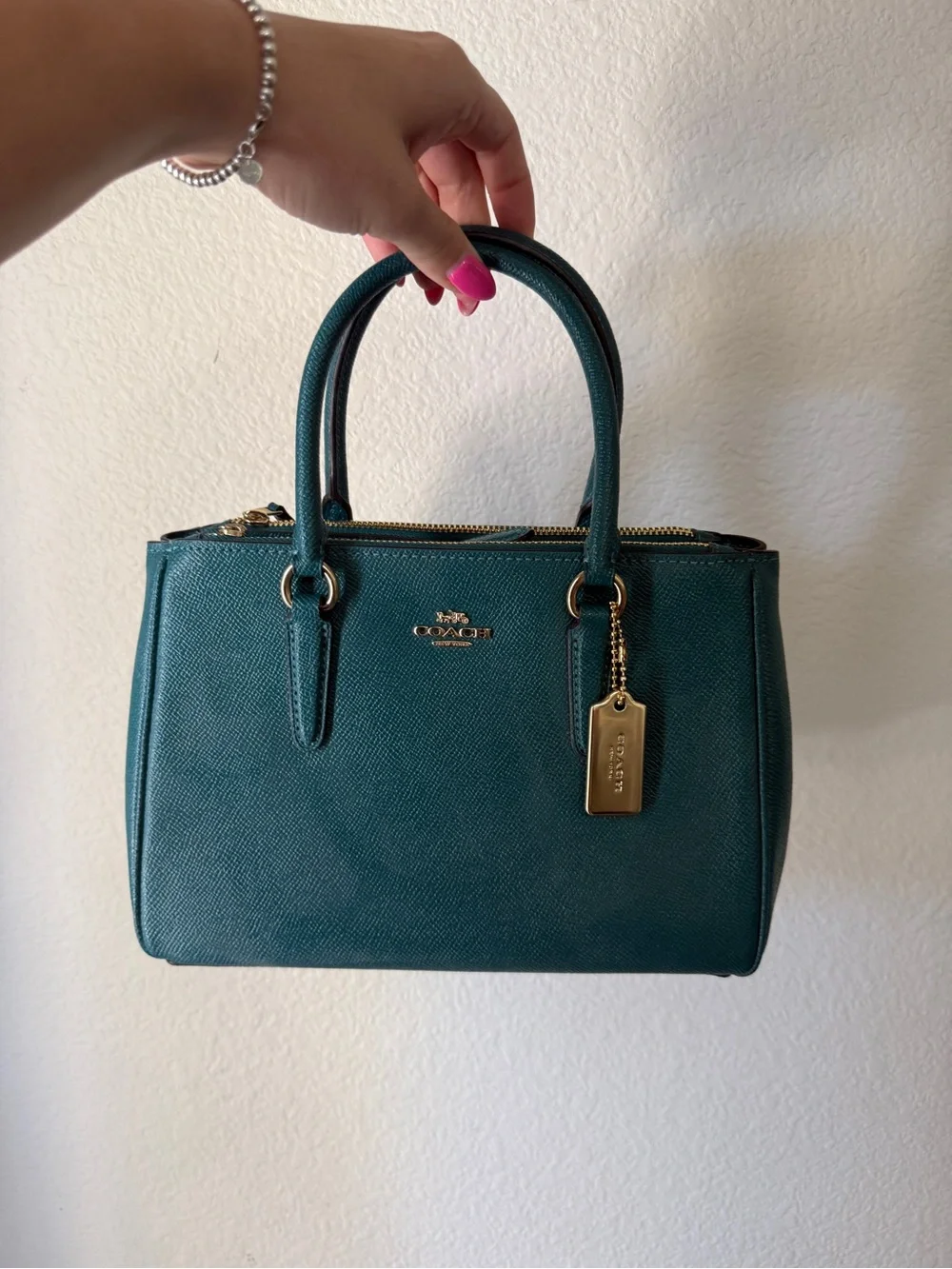 Authentic Coach Mini Surrey Carryall – Viridian Green/Teal